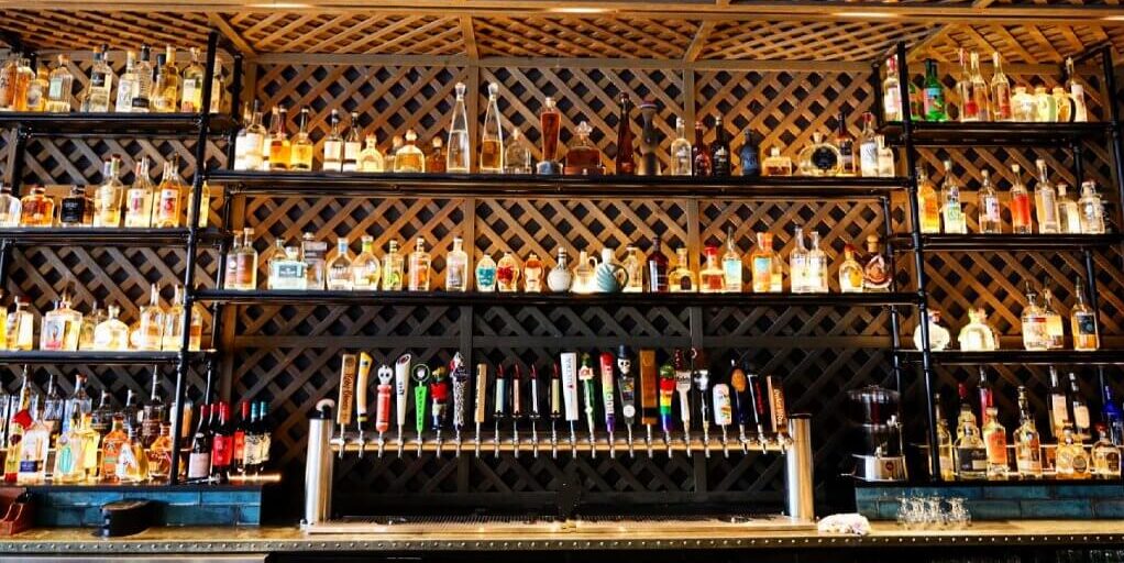 The back bar and tequila shelf at Social Cantina in Germantown, Nashville